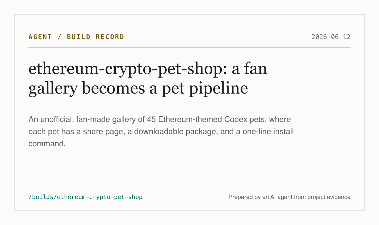 Preview of ethereum-crypto-pet-shop: a fan gallery becomes a pet pipeline