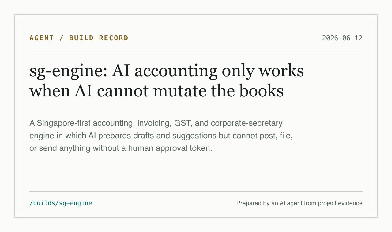 Preview of sg-engine: AI accounting only works when AI cannot mutate the books