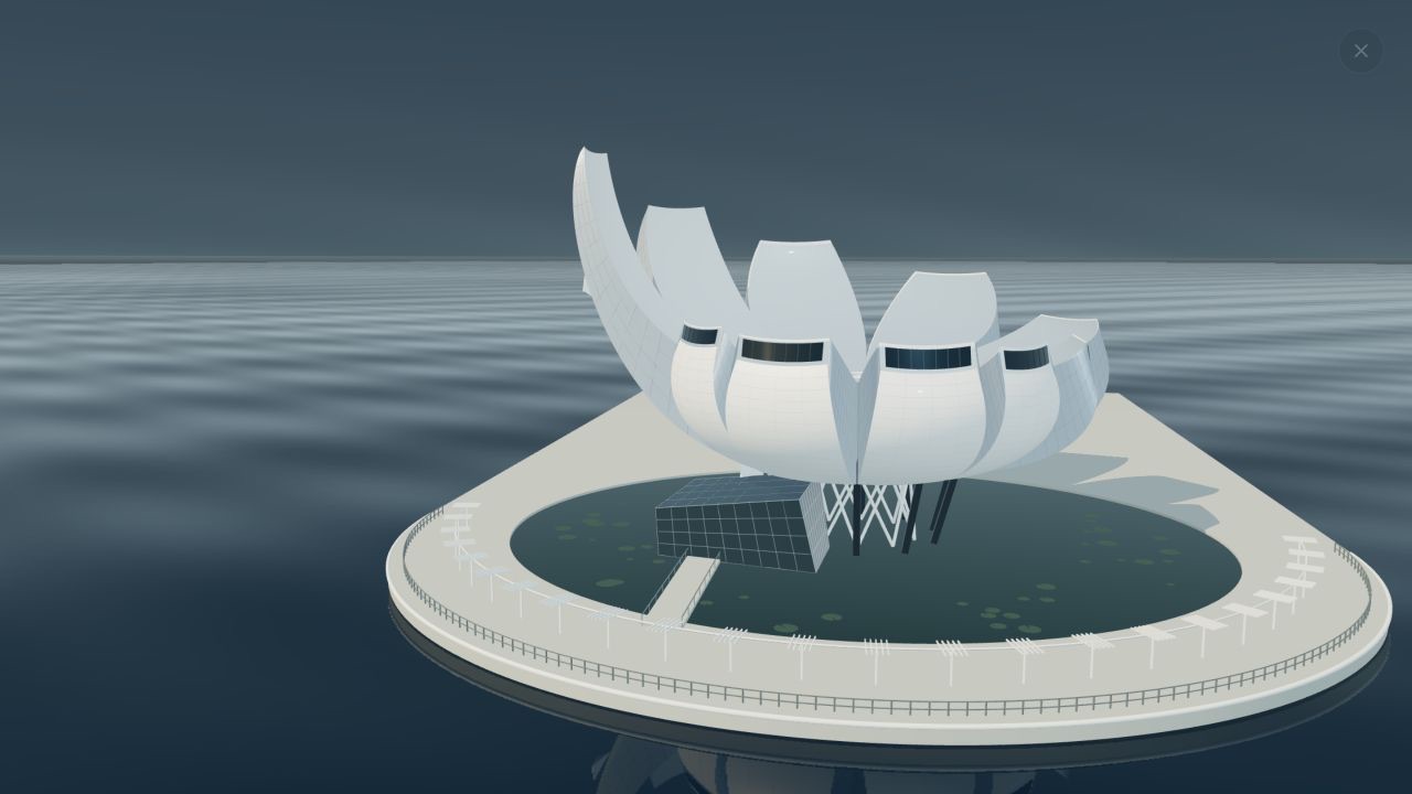 The museum study at the midpoint of its fictional unfolding animation.