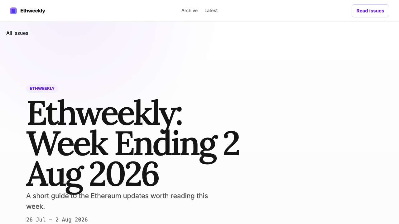 A historical issue — Ethweekly